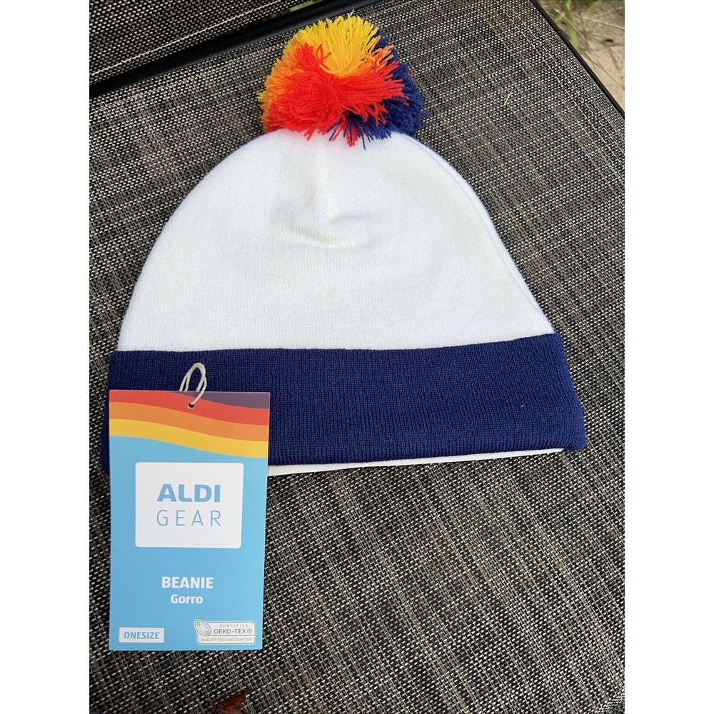 Aldi Ski Hat White & Blue